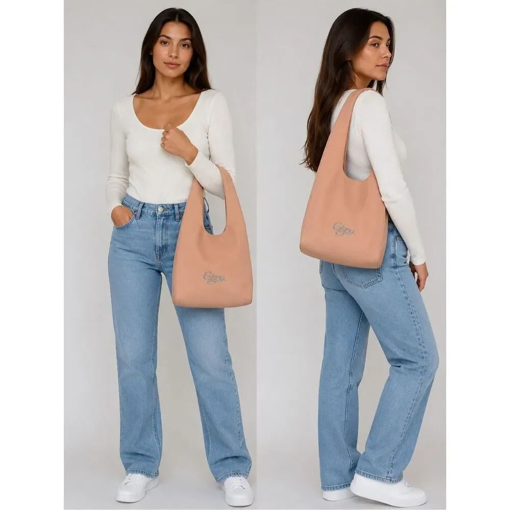 Gisou Pink Shoulder Bag Purse Microfiber Chrome Logo Merch Tote